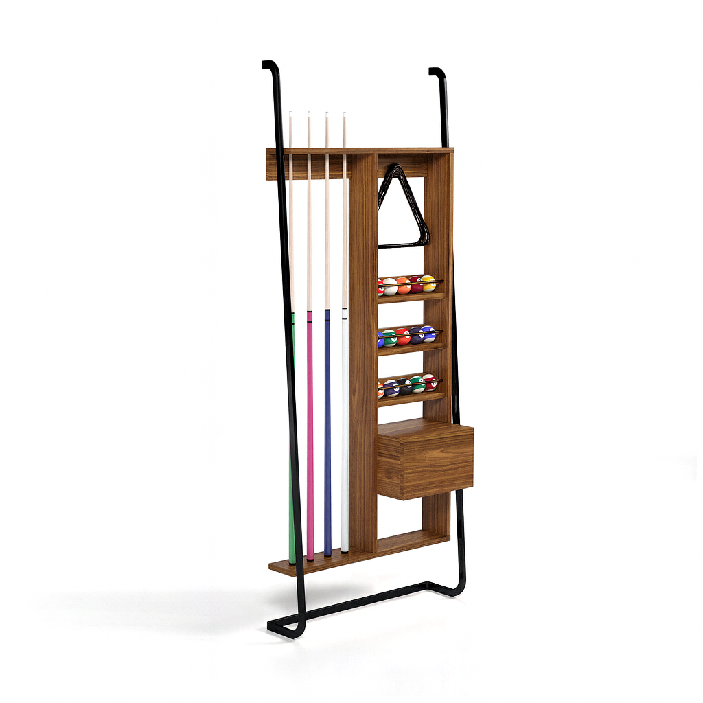 RAM Game Room Prohibition Billiards Accessories Rack - Matte Walnut Finish