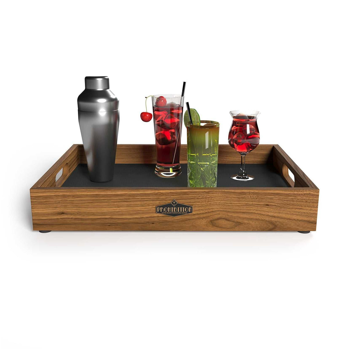 RAM Game Room Prohibition Bar Tray - Matte Walnut Finish