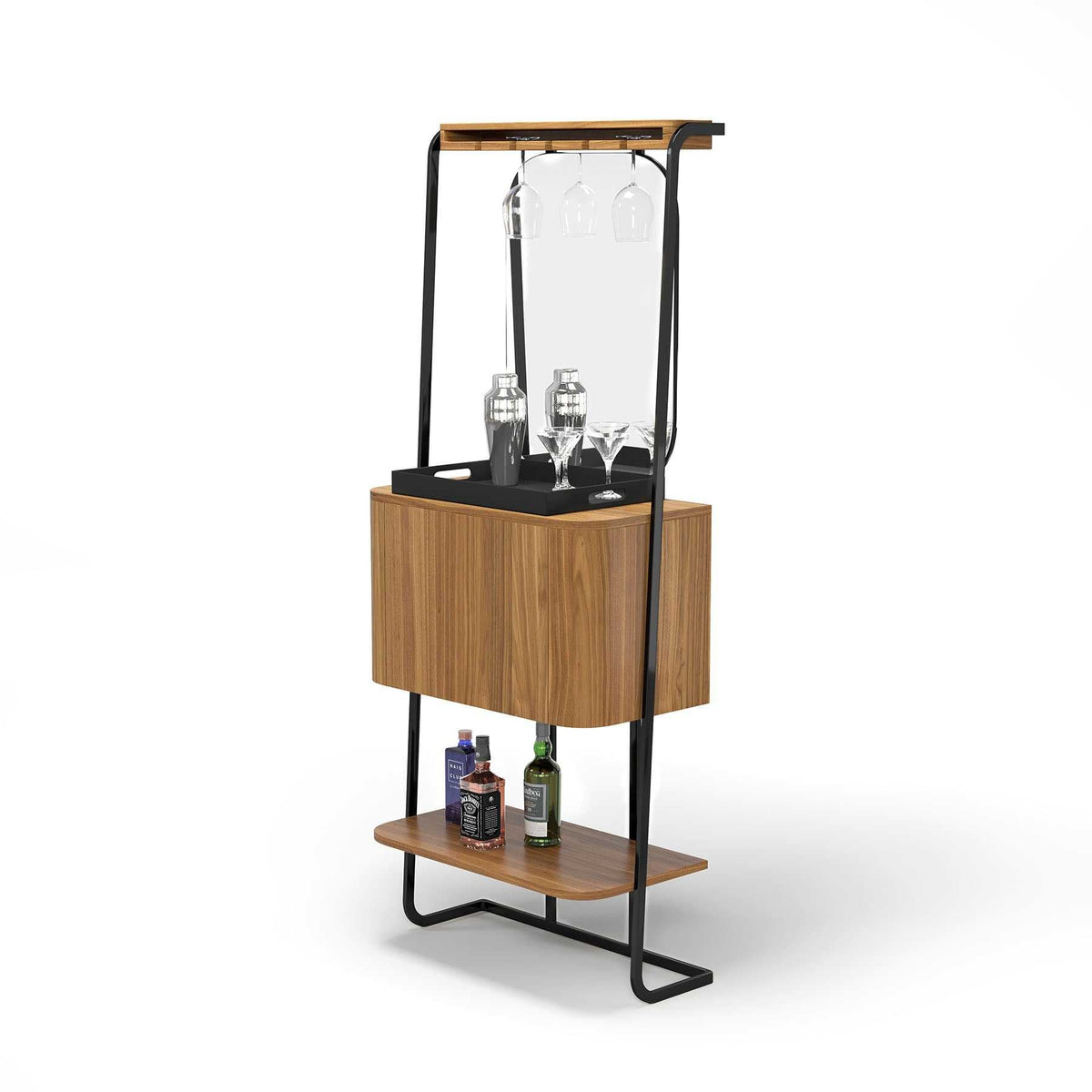 RAM Game Room Prohibition Mini Cocktail Bar - Matte Walnut Finish