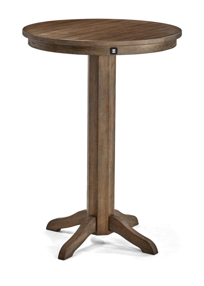 Brunswick Traditional Pub Table with USB Port - Rustic Dark Brown Finish