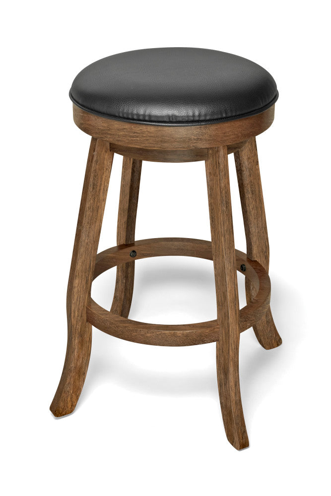 Brunswick Traditional Backless Pub Stool - Rustic Dark Brown Finish