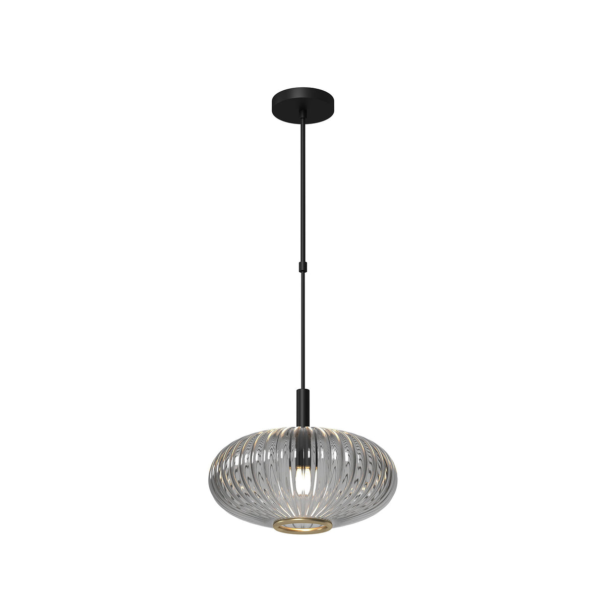 RAM Game Room PRO12 Prohibition Single Pendant Light - Matte Black with Smoke glass