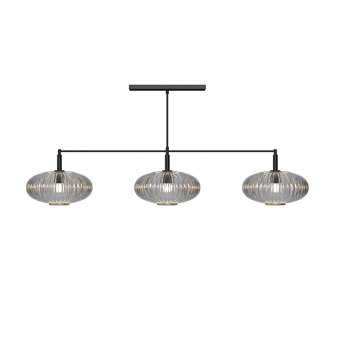 RAM Game Room PRO54 Prohibition 54" 3-Light Fixture - Matte Black with Smoke glass