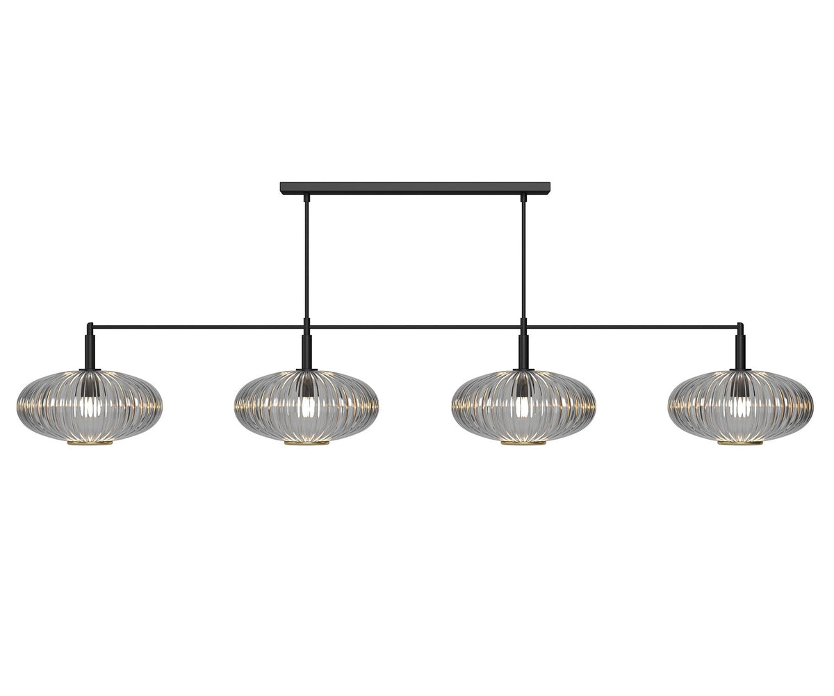 RAM Game Room PRO66 Prohibition 65" 4-Light Fixture - Matte Black with Smoke glass