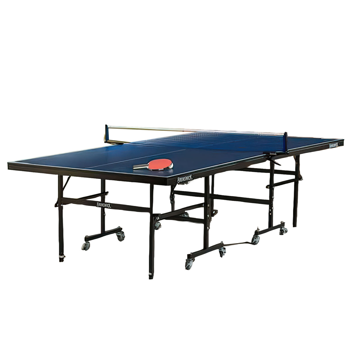 Brunswick XC3 Blue Ping Pong Table with Foldable Frame - Angle View