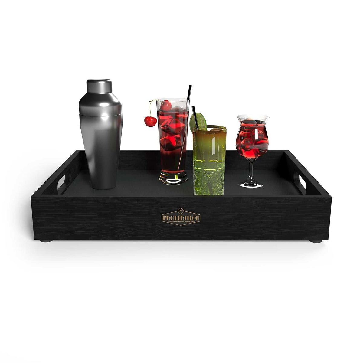RAM Game Room Prohibition Bar Tray - Matte Black Finish