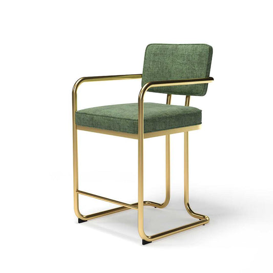 RAM Game Room Prohibition Barstool - Vintage Green / Brass Finish