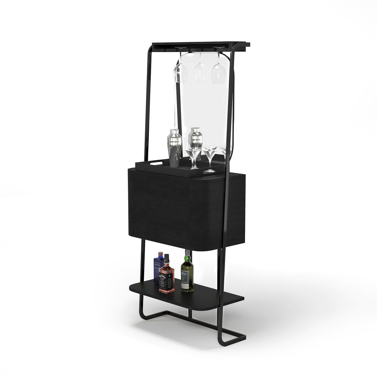 RAM Game Room Prohibition Mini Cocktail Bar - Matte Black Finish