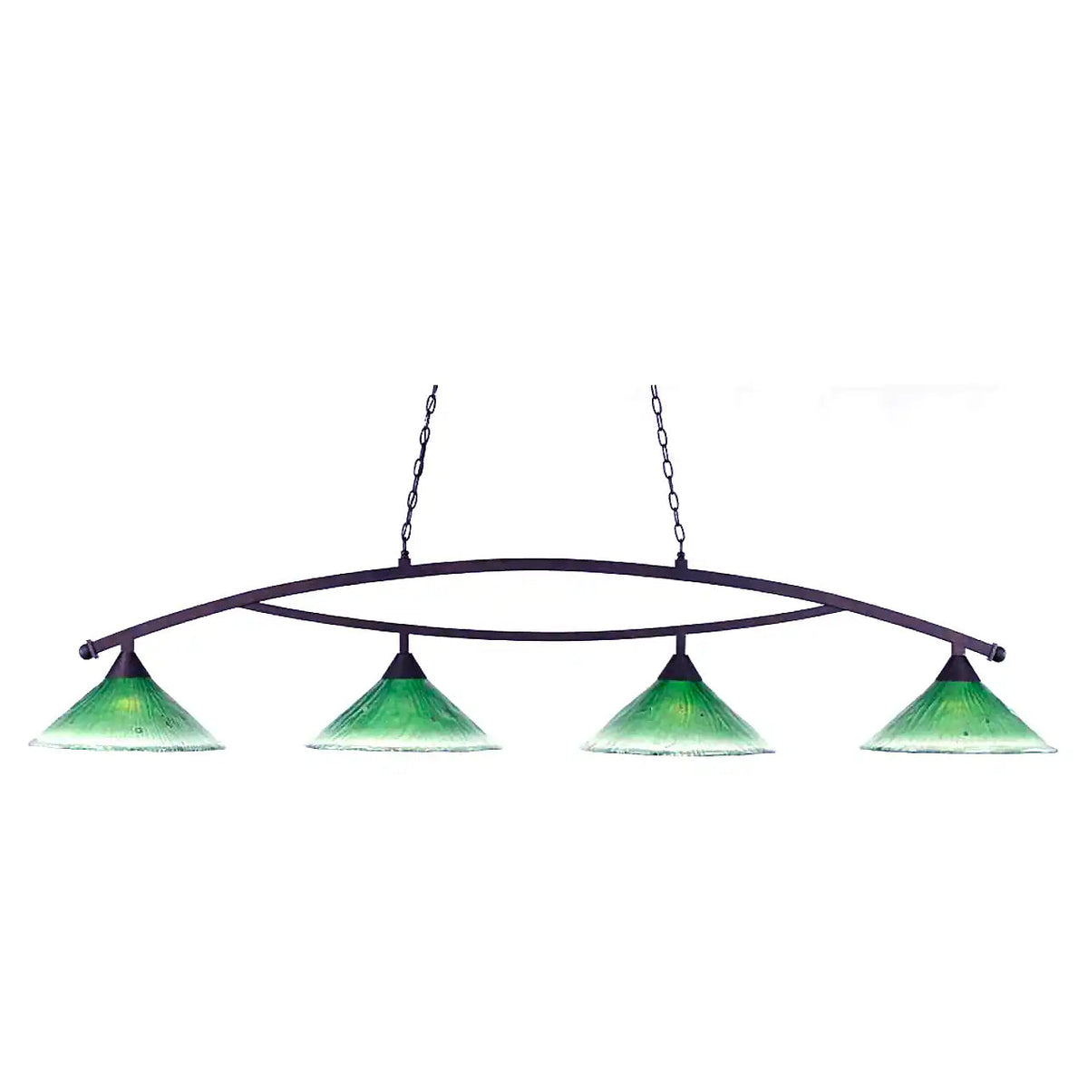 Billiard Light Toltec Bow 4 Light Teal Crystal Suspension Light