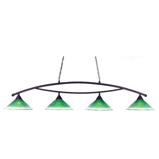 Billiard Light Toltec Bow 4 Light Teal Crystal Suspension Light