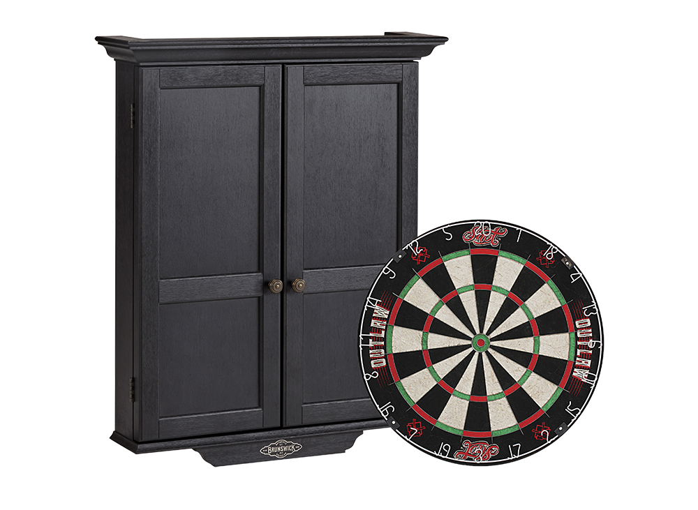 Brunswick Dartboard Cabinet - Black Wire Brush Finish