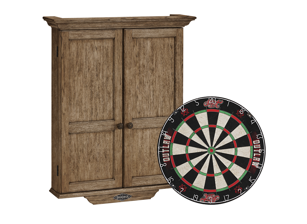 Brunswick Dartboard Cabinet - Rustic Dark Brown Finish