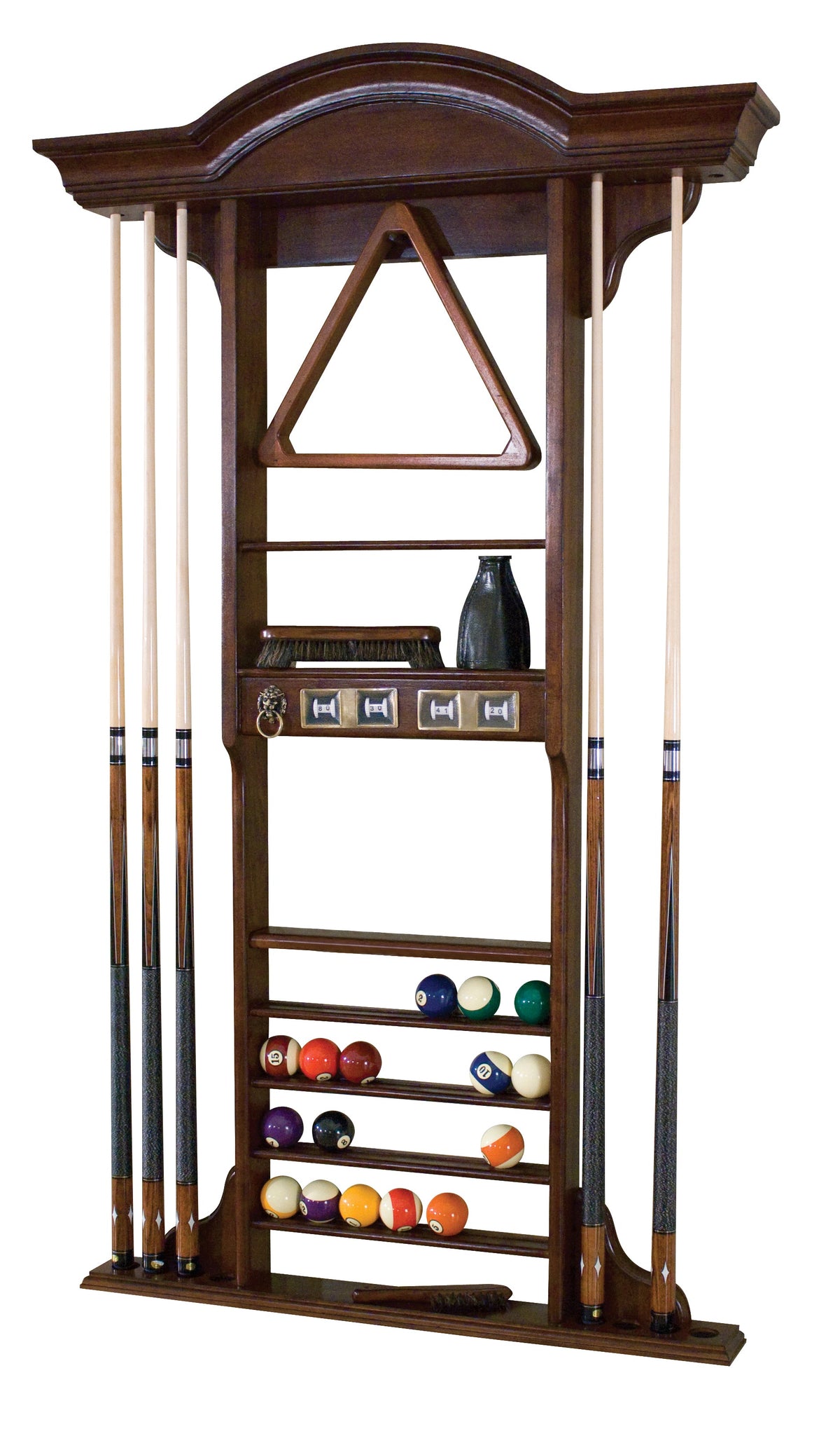 Legacy Classic Wall Cue Rack - Nutmeg Finish