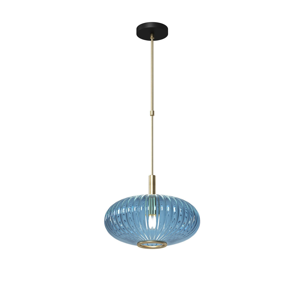 RAM Game Room PRO12 Prohibition Single Pendant Light - Brass with Blue glass