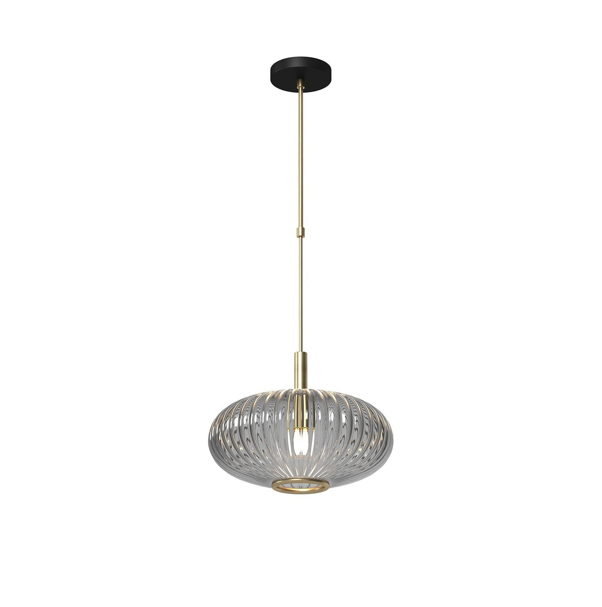 RAM Game Room PRO12 Prohibition Single Pendant Light - Brass with Smoke glass