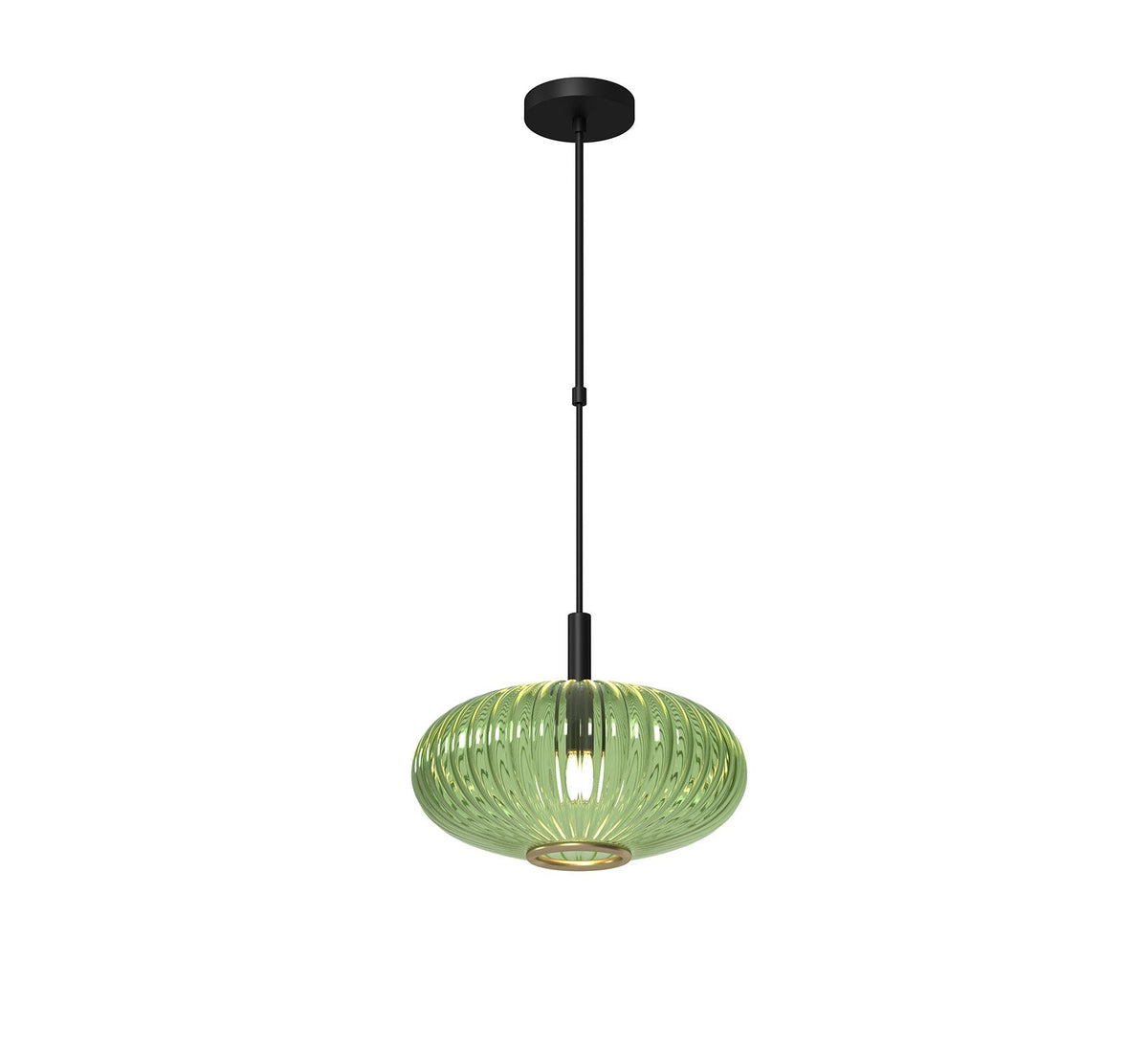 RAM Game Room PRO12 Prohibition Single Pendant Light - Matte Black with Vintage Green glass