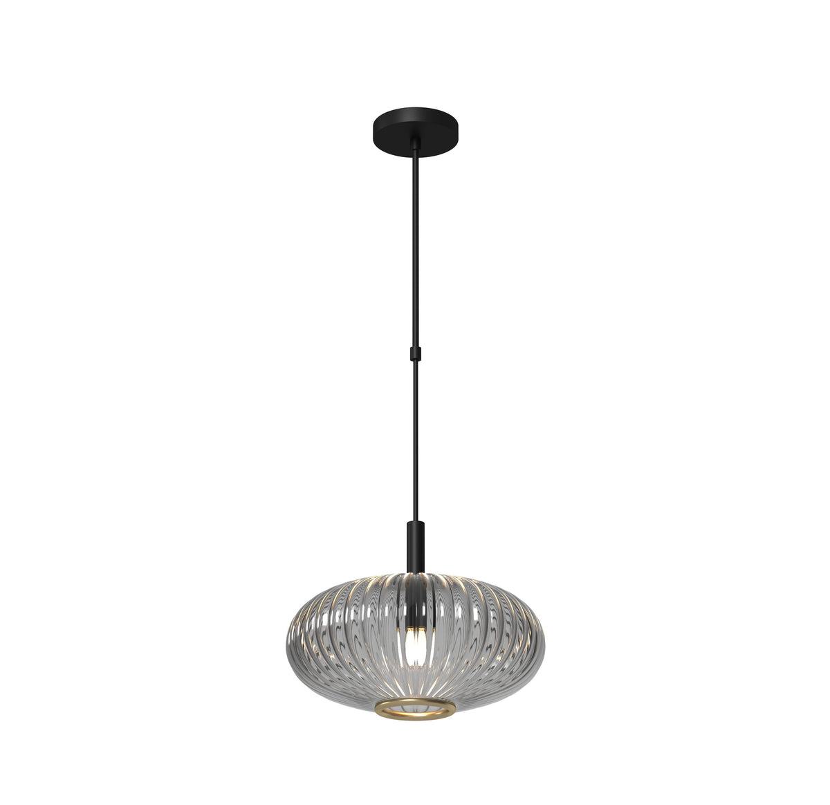 RAM Game Room PRO12 Prohibition Single Pendant Light - Matte Black with Smoke glass