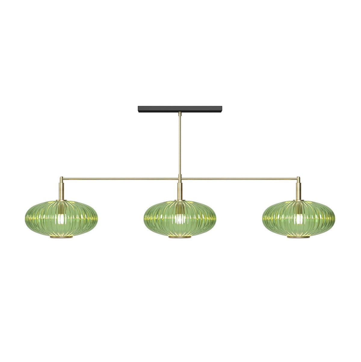 RAM Game Room PRO54 Prohibition 54" 3-Light Fixture - Brass with Vintage Green glass