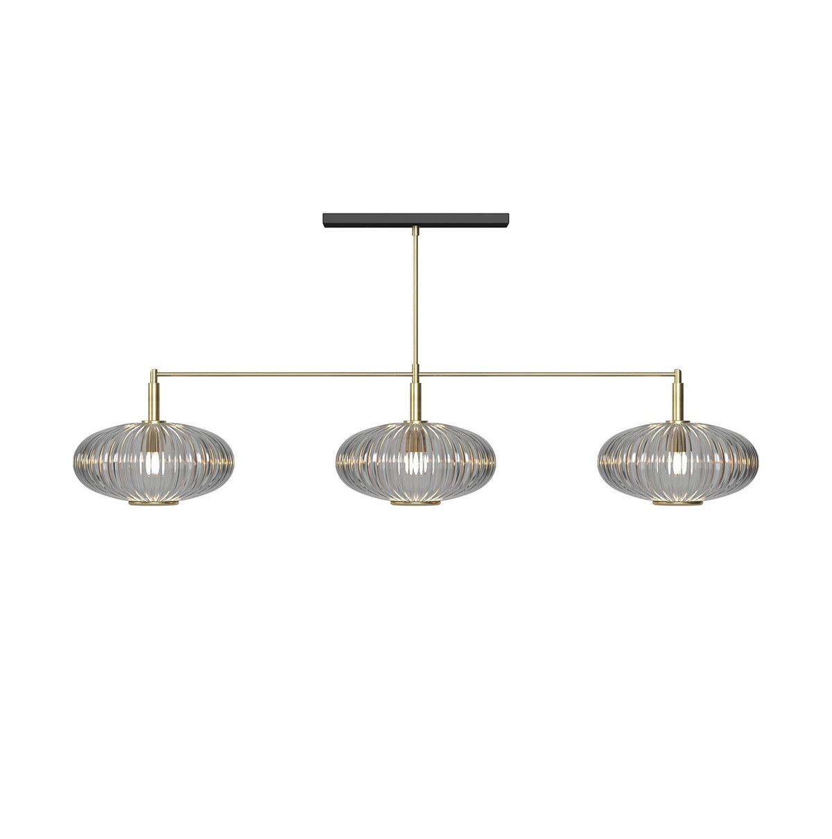 RAM Game Room PRO54 Prohibition 54" 3-Light Fixture - Brass with Smoke glass