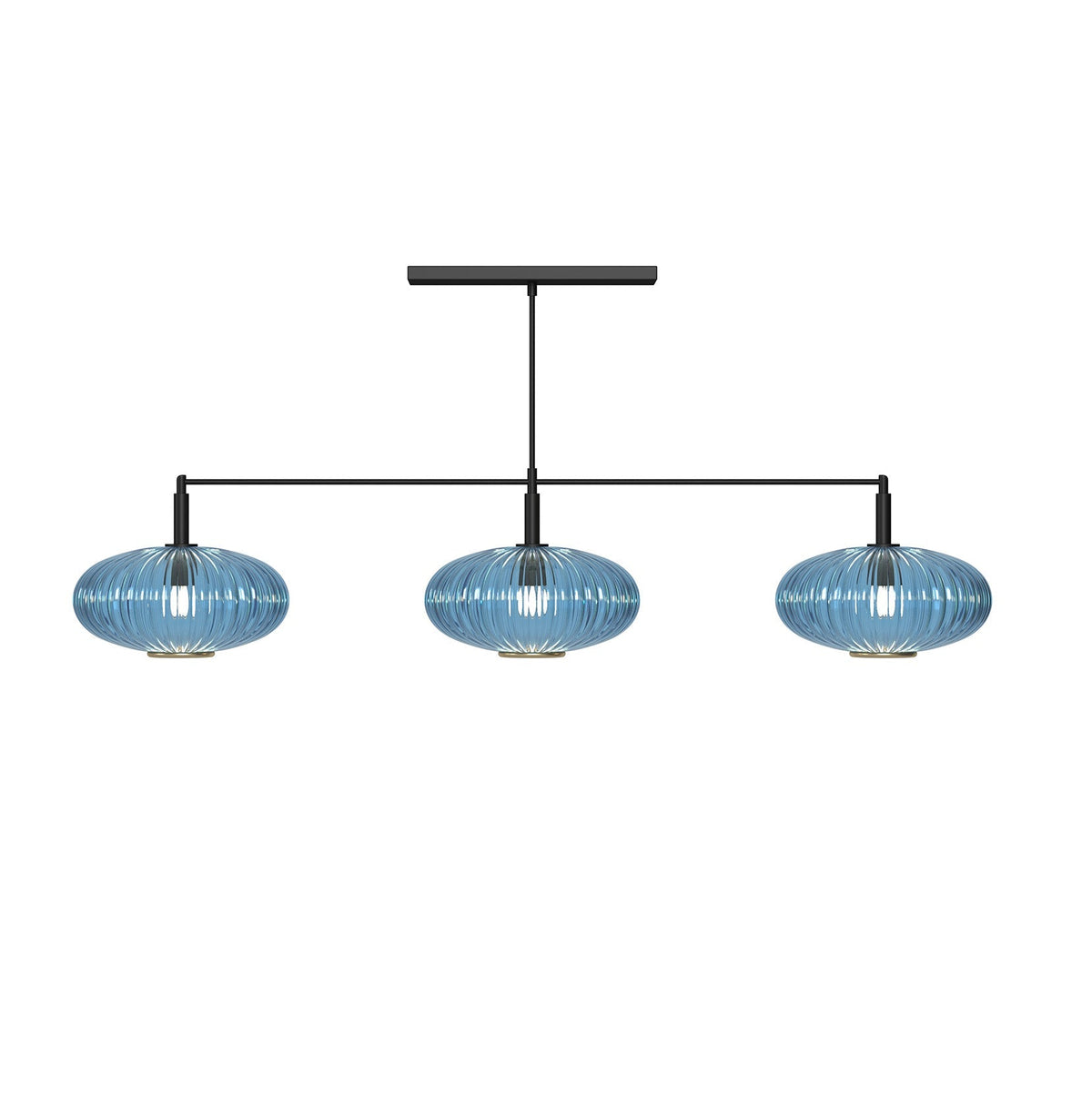RAM Game Room PRO54 Prohibition 54" 3-Light Fixture - Matte Black with Blue glass