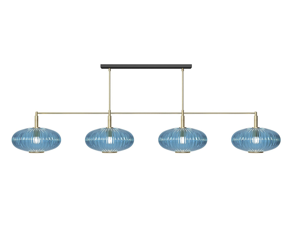 RAM Game Room PRO66 Prohibition 65" 4-Light Fixture - Brass with Blue glass