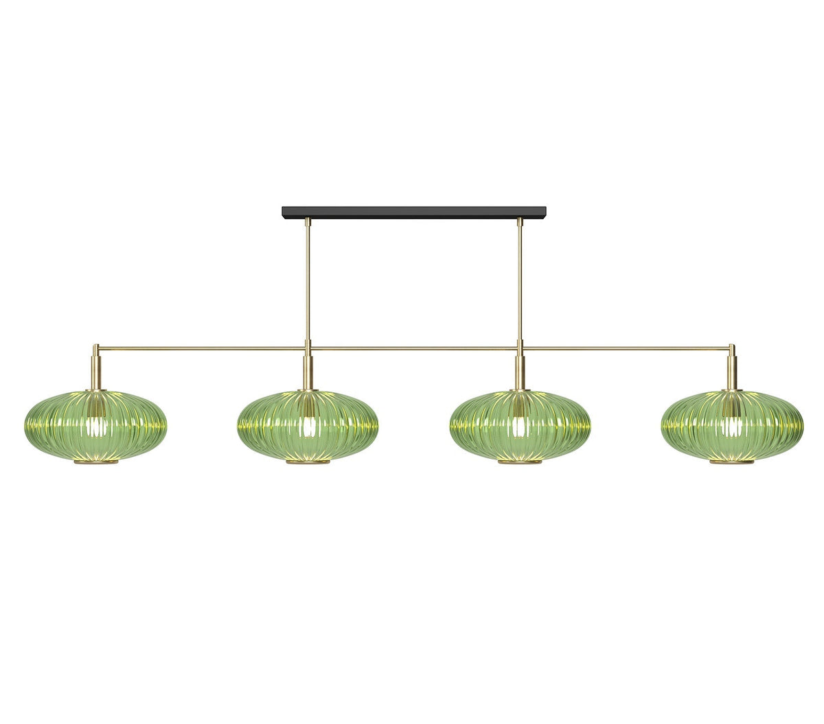RAM Game Room PRO66 Prohibition 65" 4-Light Fixture - Brass with Vintage Green glass