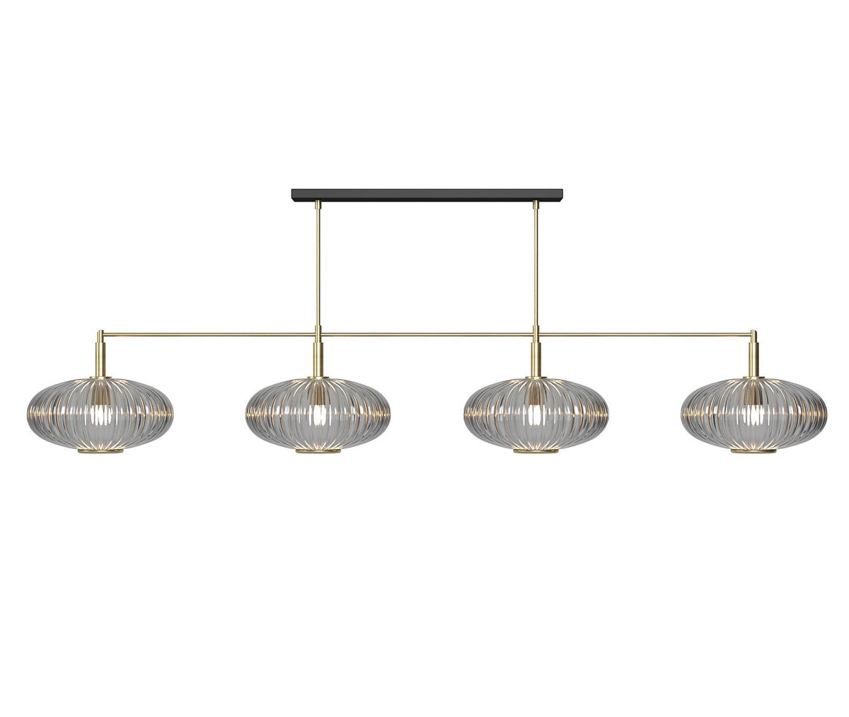 RAM Game Room PRO66 Prohibition 65" 4-Light Fixture - Brass with Smoke glass