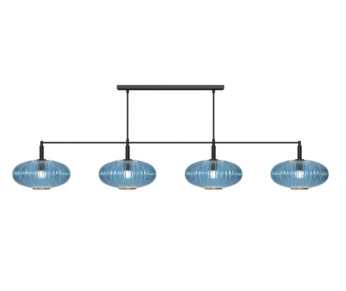 RAM Game Room PRO66 Prohibition 65" 4-Light Fixture - Matte Black with Blue glass