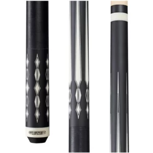 Energy By Players Matte Black White with Silver Cue with Black Linen Wrap